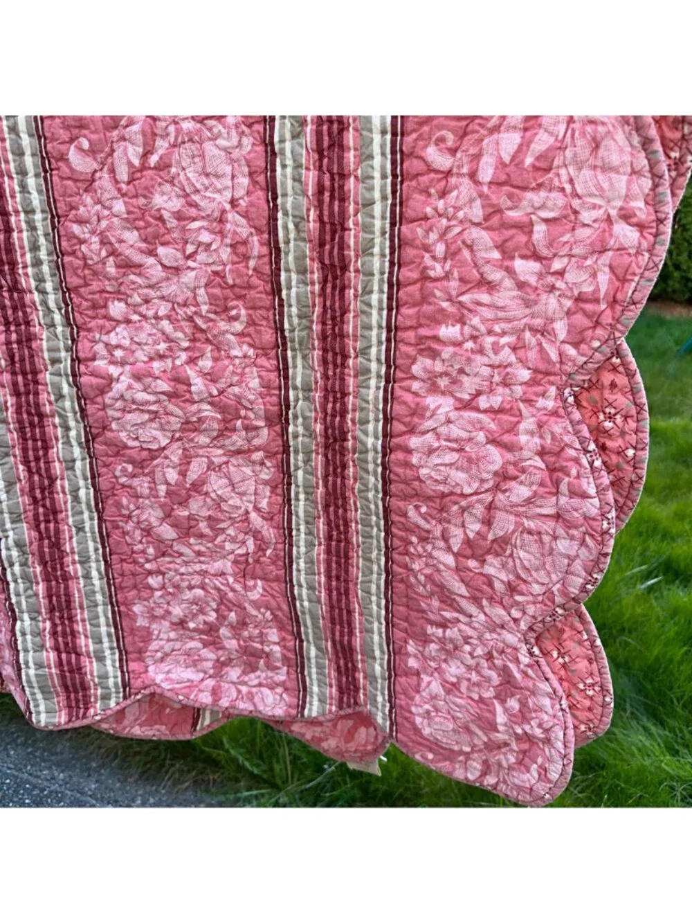 Vintage Marinette Saint-Tropez Quilt Queen French Provence Pink Floral Bedspread